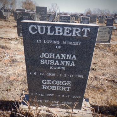 CULBERT George Robert 1937-1999 &amp; Johanna Susanna COOKS 1939-1981