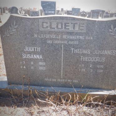 CLOETE Theunis Johannes Theodorus 1895-1981 &amp; Judith Susanna 1899-1983