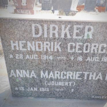 DIRKER Hendrik George 1914-1983 &amp; Anna Margrietha F. JOUBERT 1919-