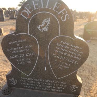 DEETLEFS Joseph Albert 1924-2006 &amp; Moreen Joan 1929-2003