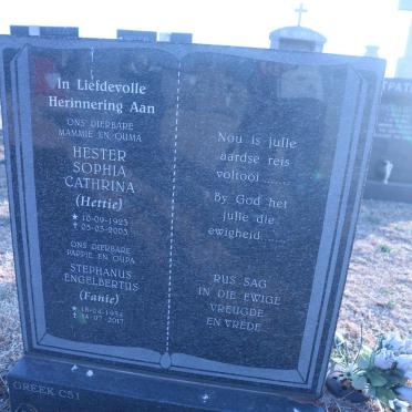 DUMAS Stephanus Engelbertus 1934-2017 &amp; Hester Sophia Cathrina 1923-2003