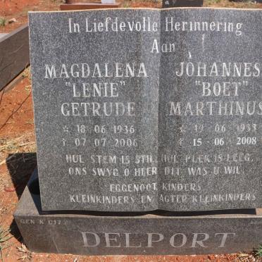 DELPORT Johannes Marthinus 1933-2008 &amp; Magdalena Getrude 1936-2006