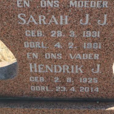 ERASMUS Hendrik J. 1925-2014 &amp; Sarah J.J. 1931-1981