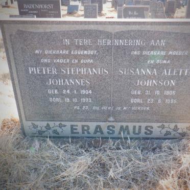 ERASMUS Pieter Stephanus Johannes 1904-1973 &amp; Susanna Aletta JOHNSON 1906-1985