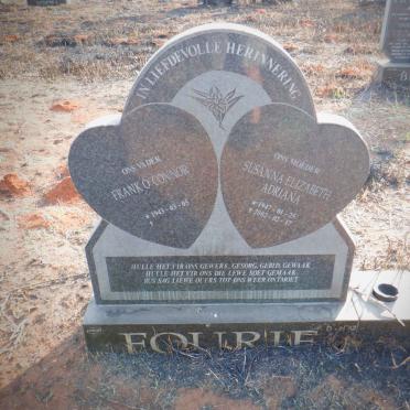 FOURIE Frank O'Connor 1943- &amp; Susanna Elizabeth Adriana 1947-2002