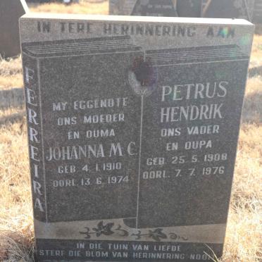 FERREIRA Petrus Hendrik 1908-1976 &amp; Johanna M.C. 1910-1974