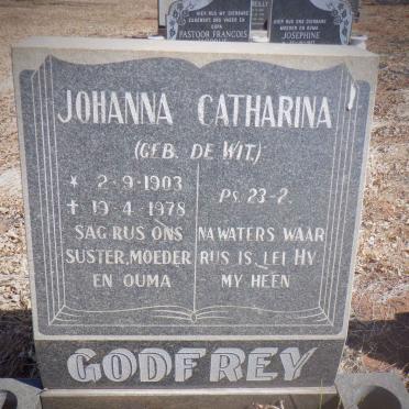 GODFREY Johanna Catharina nee DE WIT 1903-1978