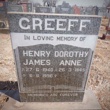 GREEF Henry James 1940-1996 &amp; Dorothy Anne 1945-