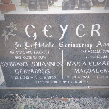 GEYER Sybrand Johannes Gerhardus 1921-1985 &amp; Maria Elizabeth Magdalena 1924-2010