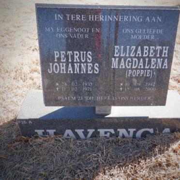 HAVENGA Petrus Johannes 1935-1971 &amp; Elizabeth Magdalena 1942-2000