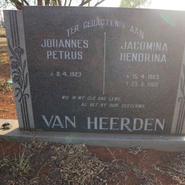 HEERDEN Johannes Petrus, van 1923- &amp; Jacomina Hendrina 1923-1989