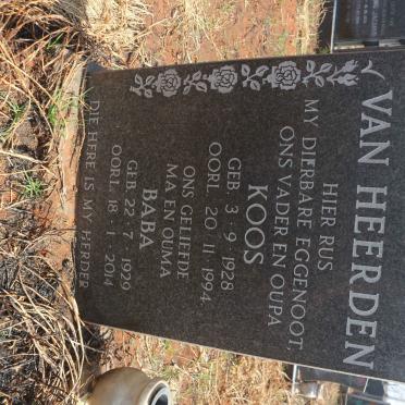 HEERDEN Koos, van  1928-1994 &amp; Baba 1929-2014