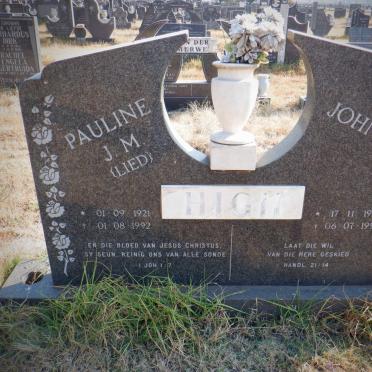 HIGH John B. 1926-1993 &amp; Pauline J.M. 1921-1992