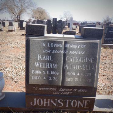 JOHNSTONE Karl Welham 1906-1975 &amp; Catherine Petronella 1911-1979