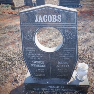 JACOBS Jacobus Remeres 1930-2000 &amp; Maria Johanna 1920-2005