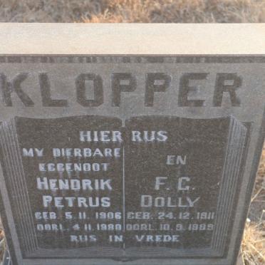 KLOPPER Hendrik Petrus 1906-1980 &amp; F.G. 1911-1989