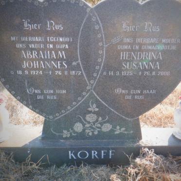 KORFF Abraham Johannes 1924-1972 &amp; Hendrina Susanna 1925-2006