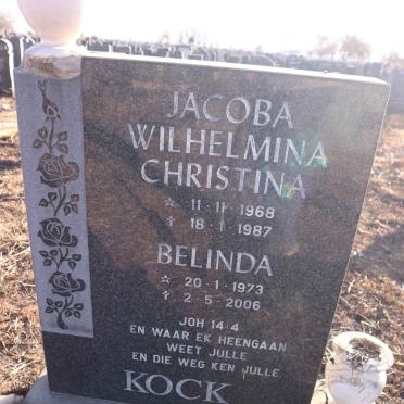 KOCK Jacoba Wilhelmina Christina 1968-1987 :: KOCK Belinda 1973-2006