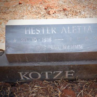 KOTZE Hester Aletta 1916-2002