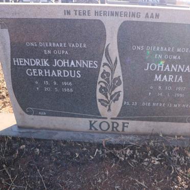 KORF Hendrik Johannes Gerhardus 1916-1988 &amp; Johanna Maria 1917-1991