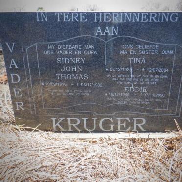 KRUGER Sidney John Thomas 1916-1982 &amp; Tina 1925-2004 :: KRUGER Eddie 1949-2000