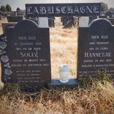 LABUSCHAGNE Solly 1925-1983 &amp;  Hannetjie 1920-2004
