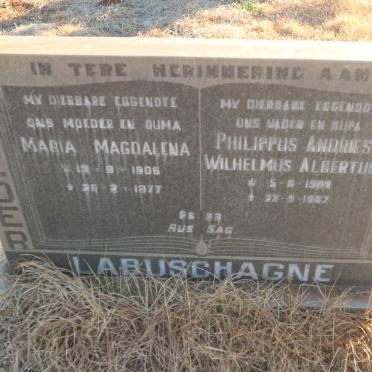 LABUSCHAGNE Philippus Andries Wilhelmus Albertus 1908-1982 &amp; Maria Magdalena 1906-1977