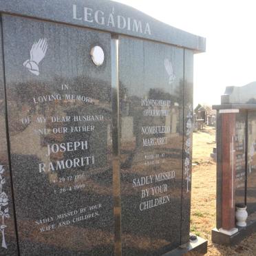 LEGADIMA Joseph Ramoriti 1956-1999 &amp; Nombulelo Margaret 1958-2013