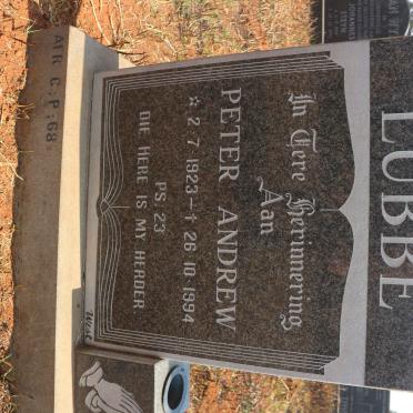 LUBBE Peter Andrew 1923-1994