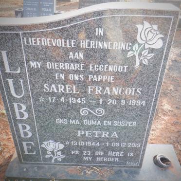 LUBBE Sarel Francois 1945-1994 &amp; Petra 1944-2013