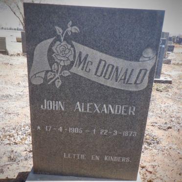 McDONALD John Alexander 1905-1973
