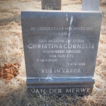 MERWE Christina Cornelia, van der voorheen FOUCHE nee VAN ZYL 1900-1983