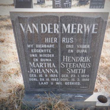 MERWE Hendrik Stefanus Smith, van der 1925-1986 &amp; Martha Johanna 1925-1983