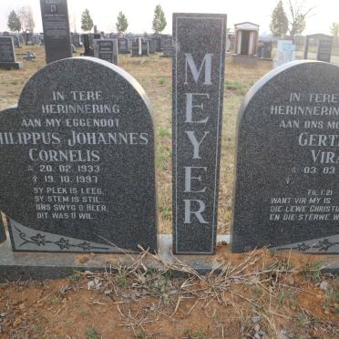 MEYER Philippus Johannes Cornelis 1933-1997 &amp; Gertie Vira 1937-