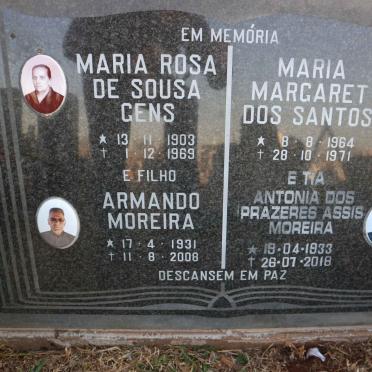 MOREIRA Antonia, DOS PRAZERES ASSIS 1933-2018 :: DE SOUSA GENS Maria Rosa 1903-1969 :: MOREIRA Armando 1931-2008