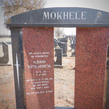 MOKHELE Albinah Mothlabaneng 1912-1994