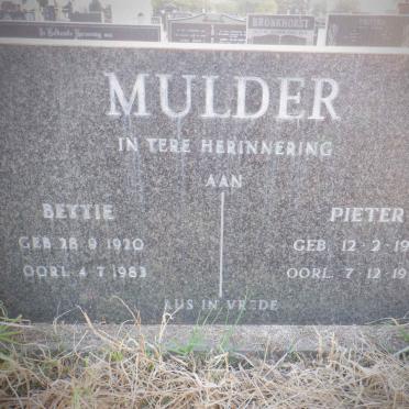 MULDER Pieter 1925-1987 &amp; Bettie 1920-1983