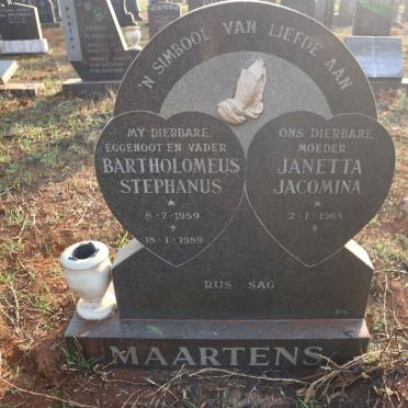 MAARTENS Bartholomeus Stephanus 1959-1989 &amp; Janetta Jacomina 1963-