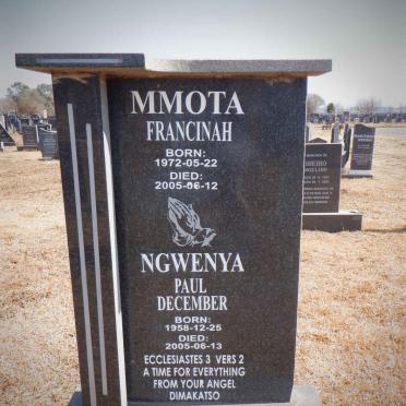 NGWENYA Paul December 1958-2005 :: MMOTA Francina 1972-2005