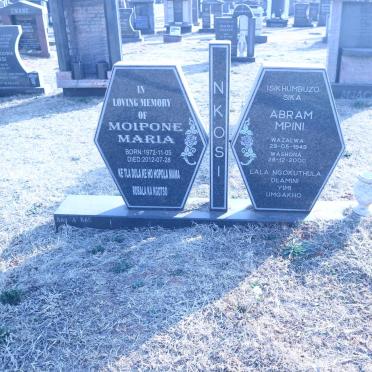 NKOSI Abram Mpini 1949-2000 &amp; Moipone Maria 1972-2012
