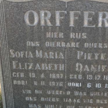 ORFFER Pieter Daniel 1892-1987 &amp; Sofia Maria Elizabeth 1897-1976
