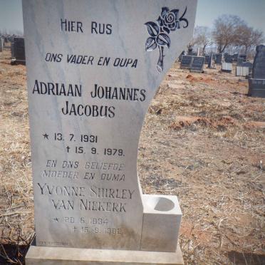 OOSTHUIZEN Adriaan Johannes Jacobus 1931-1979 &amp; Yvonne Shirley VAN NIEKERK 1934-1992