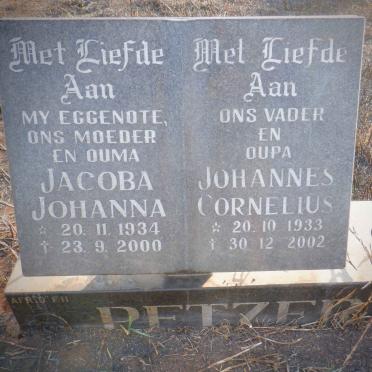 PETZER Johannes Cornelius 1933-2002 &amp; Jacoba Johanna 1934-2000