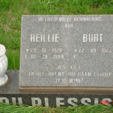 PLESSIS Burt, du 1923- &amp; Heillie 1926-1994