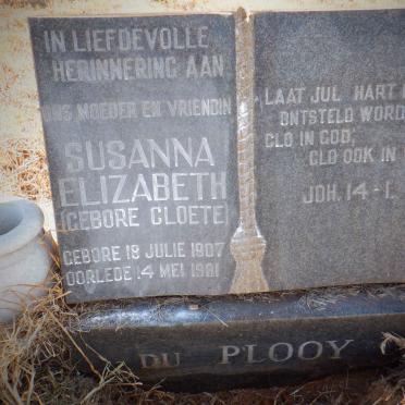 PLOOY Susanna Elizabeth, du nee CLOETE 1907-1981