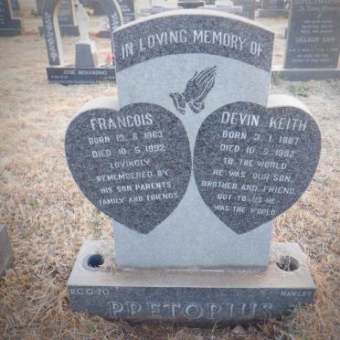 PRETORIUS Francois 1963-1992 :: PRETORIUS Devin Keith 1987-1992