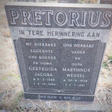 PRETORIUS Marthinus Wessel 1928-1991 &amp; Gertruida Jacoba 1938-1984
