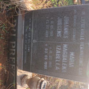 PREEZ Johannes Jurgens, du 1918-1989 &amp; Maria Magdalena Izabella 1916-1998