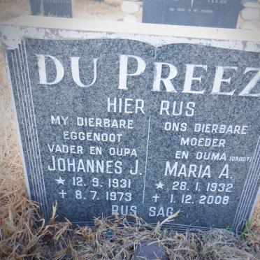 PREEZ Johannes J., du 1931-1973 &amp; Maria A. 1932-2008