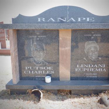 RANAPE Putsoe Charles 1942-2005 &amp; Lindani Euphemia 1953-2000